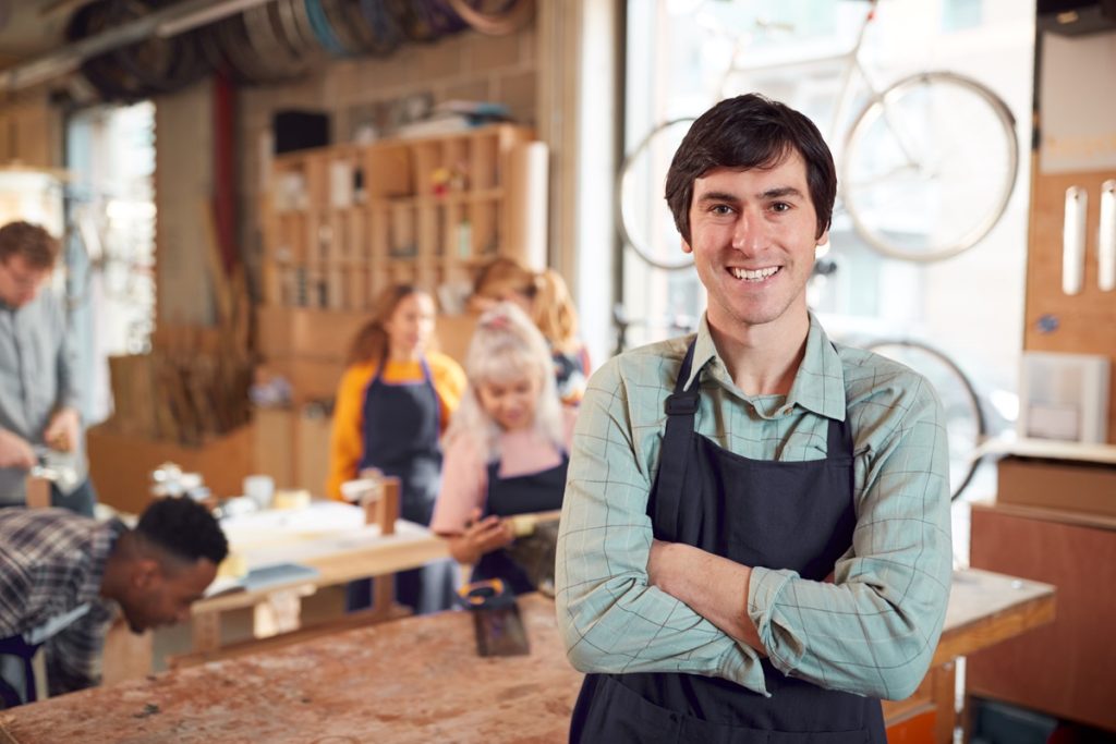 A business owner in a bike shop