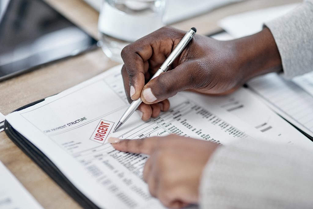 A professional working on an urgent document