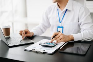 An accountant working on some calculations